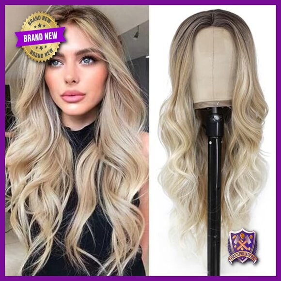 Long Wavy Human Hair Wig, Heat Resistant, Lace Front, Lightweight, 26 Inch main image 5